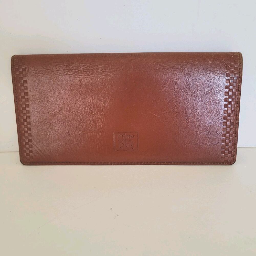 Burberry Leather Wallet Brown Clutch Logo Large Nova Designer Vintage Slim - Picture 1 of 14